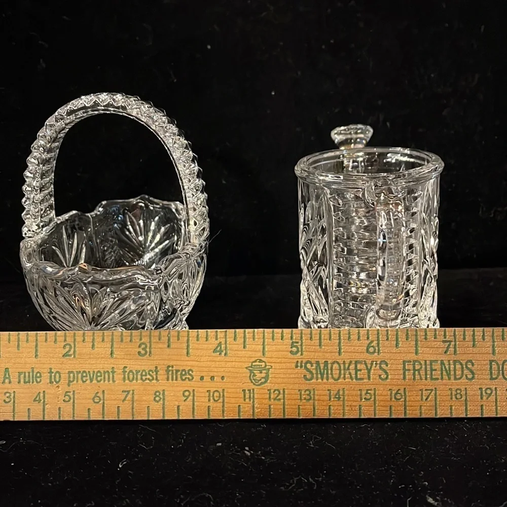 Lead Crystal Flower Basket and Watering Can-Beautiful Design